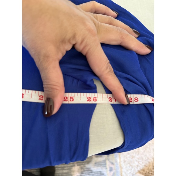 LOFT Ruffle Peasant Blouse XL Cobalt Blue Button Front Long Sleeve‎ Boho Top - Picture 7 of 7